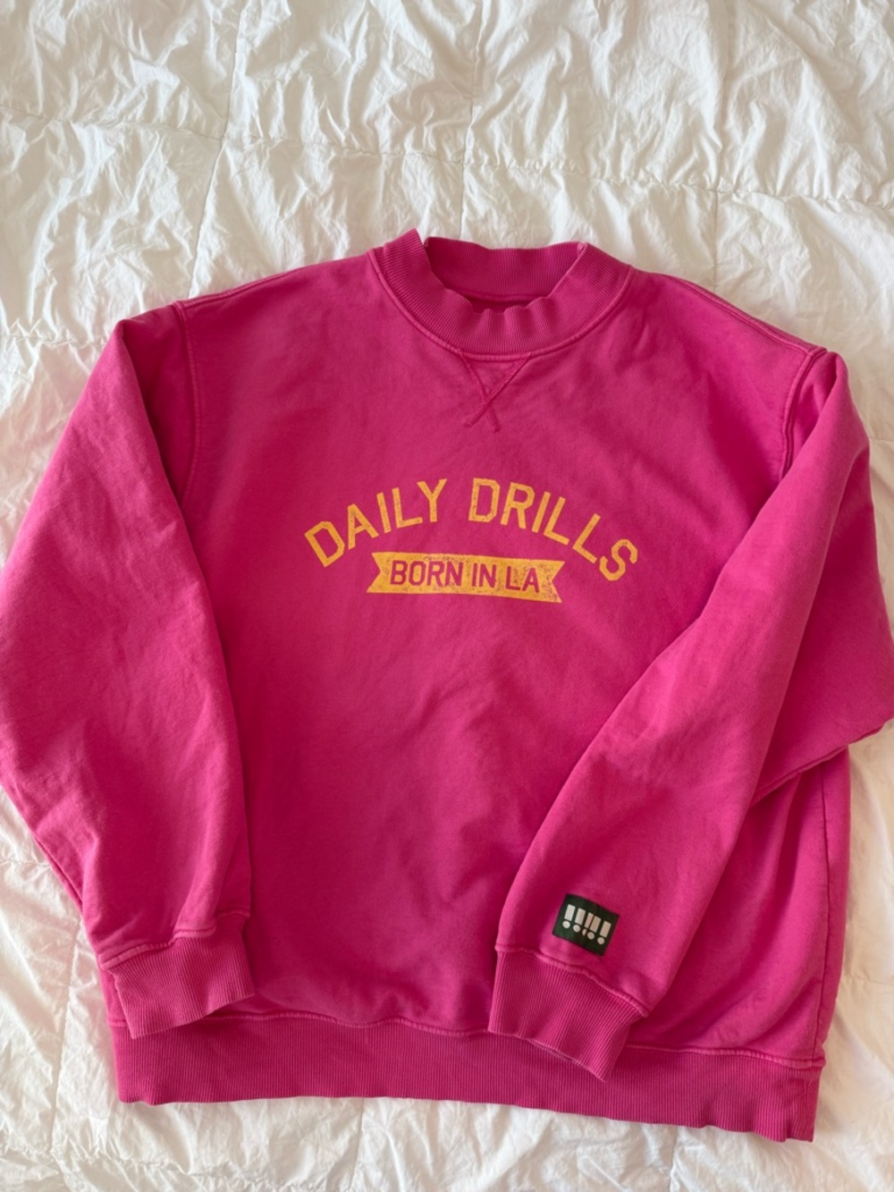 Daily Drills Vintage Birthday Crewneck in Hot Shot Pink